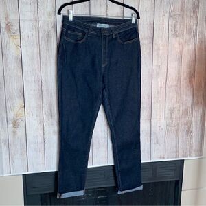 H Halston Jeans Womens Size 8 Boyfriend High Rise Dark Navy Blue Denim Straight